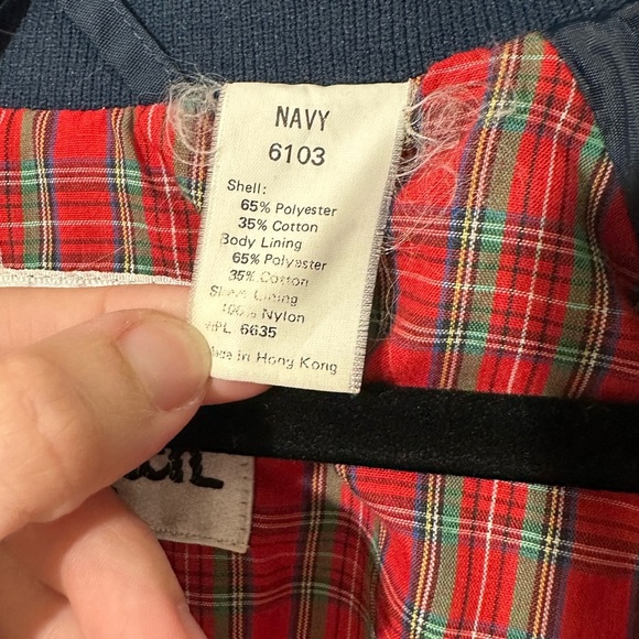 Vintage 80’s Woolrich Navy Harrington Jacket Red Plaid 
 – M – Made Hong Kong - Picture 4 of 10